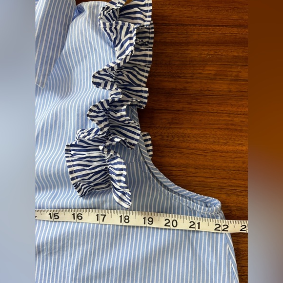 Philosophy blue White Stripe Dress with ruffles, size PXL - Picture 8 of 12